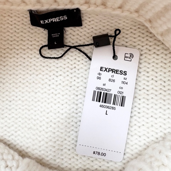 NWT Express Cable Knit Sweater Vest Crowl-Neck Womens L Ivory - Picture 5 of 9